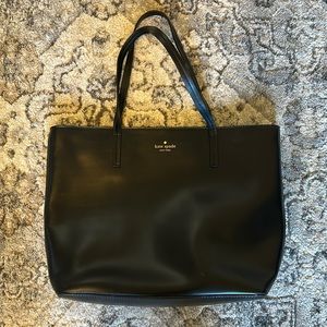 Kate Spade Black Leather Tote w/zipper close